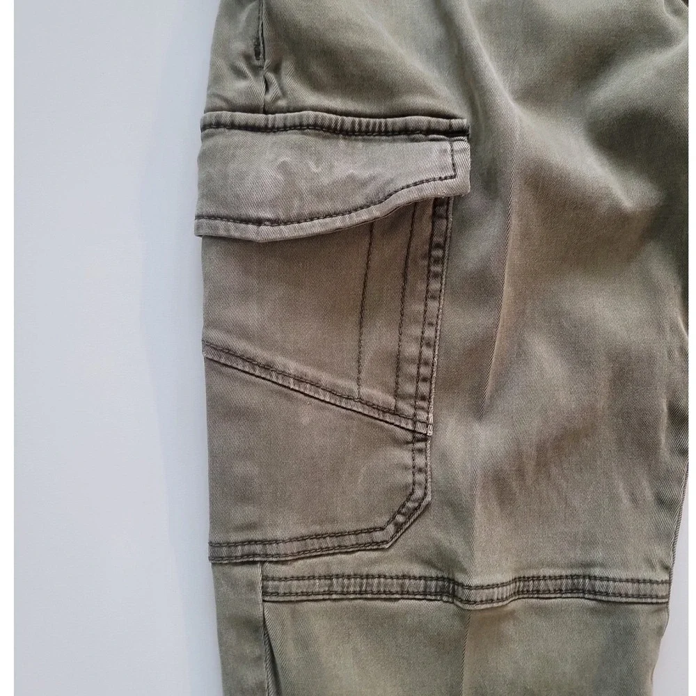 H&M LOGG Women Olive Green Skinny Cargo Pants Utility Slim Fit Size 10 0613666 9